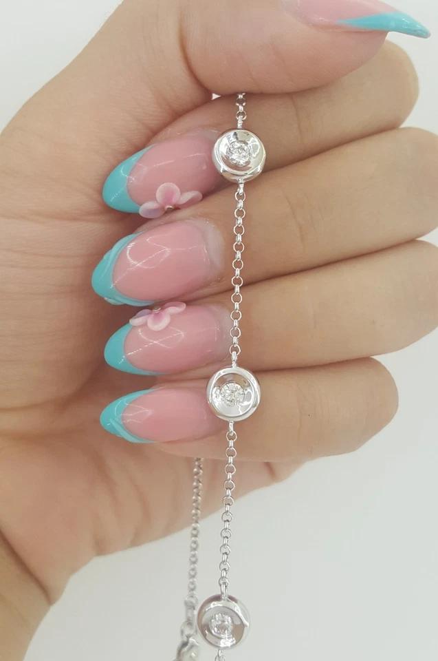 Round Brilliant Cut Diamond By The Yard Necklace 16" 1.4 ct 14K White Gold