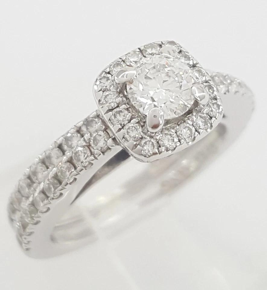 Vera Wang Love 1 ct Round Diamond Halo Engagement Ring Set 14k White Gold $3339