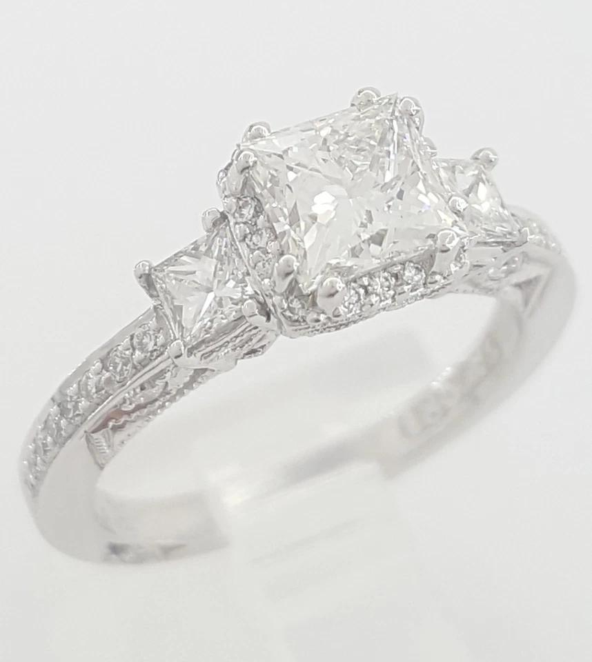 Leo Princess in TACORI Dantela 2622PRSMP Platinum Engagement Ring 1.52 ct