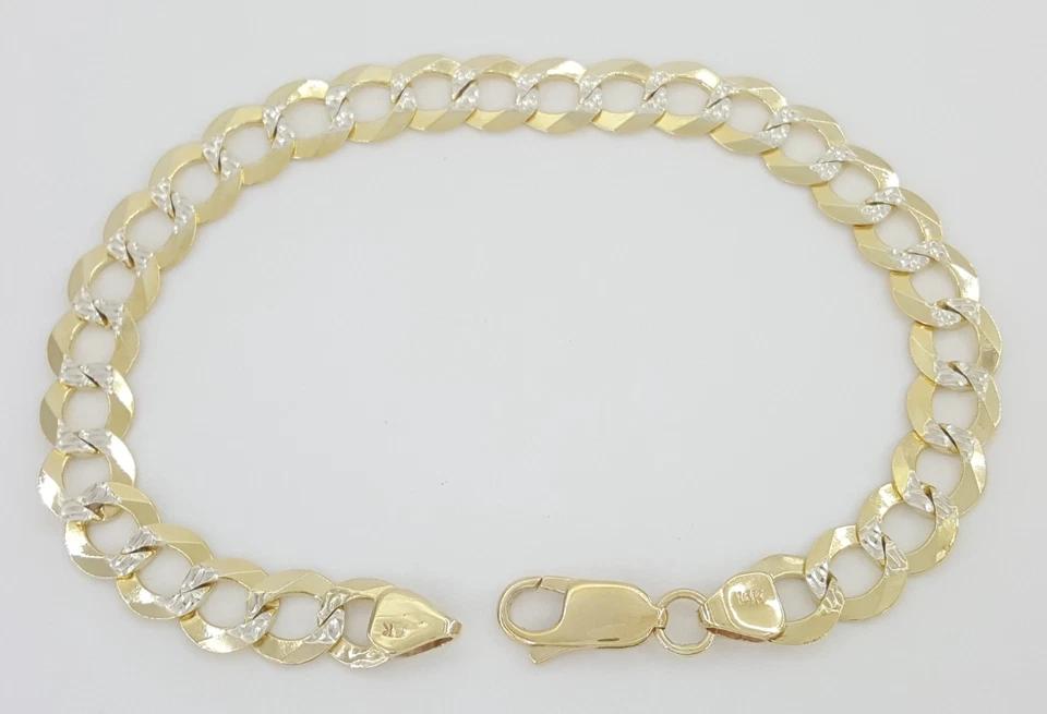 14K Two-Tone Yellow Gold & White Rhodium Fancy Link Bracelet 9" 8.7 mm 14.5 Gr