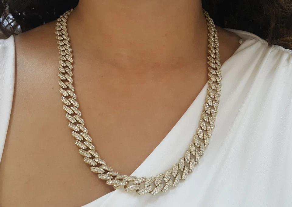 Cuban Diamond Chain Necklace 75.6 Grams 25.7 ct 14K Yellow Gold 11.5 mm 22" Long