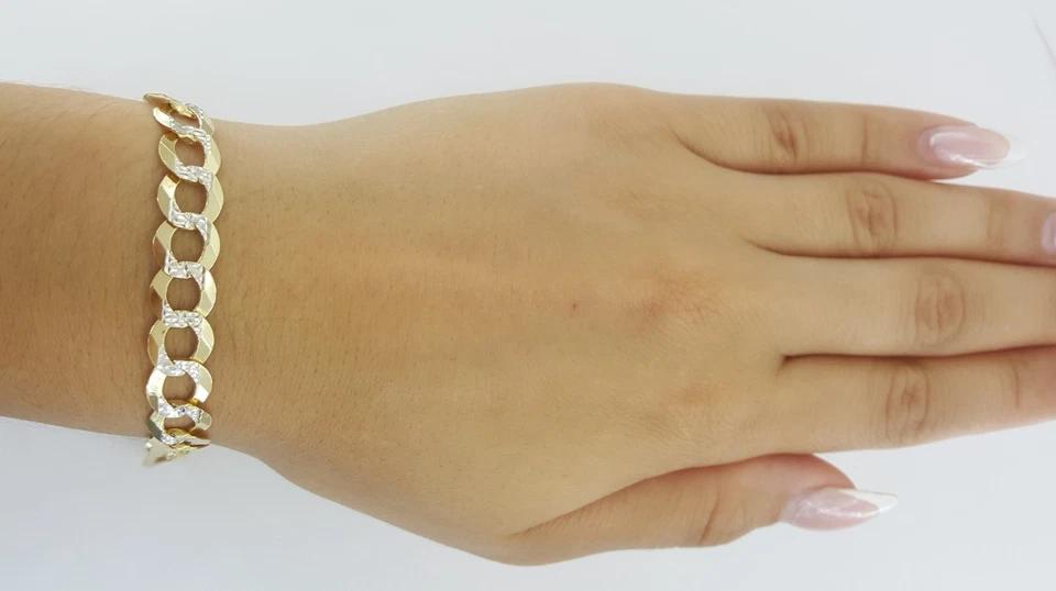 14K Two-Tone Yellow Gold & White Rhodium Fancy Link Bracelet 9" 8.7 mm 14.5 Gr