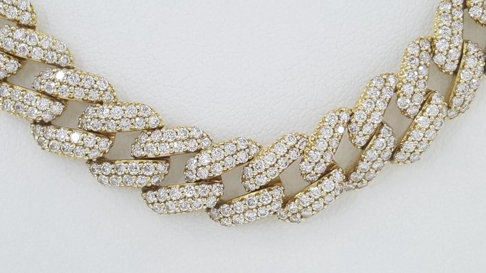 Cuban Diamond Chain Necklace 75.6 Grams 25.7 ct 14K Yellow Gold 11.5 mm 22" Long