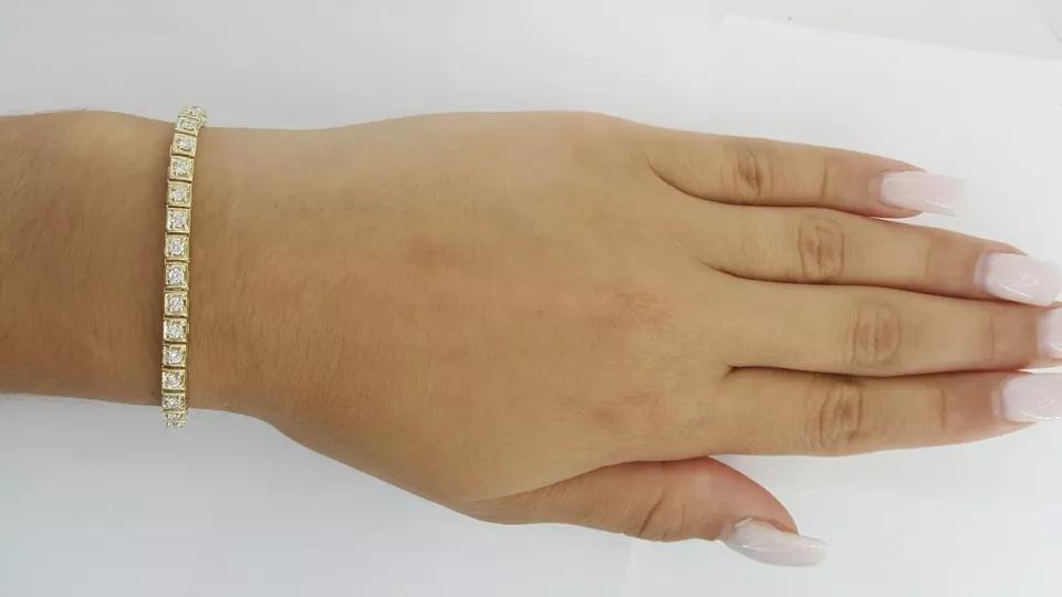 Round Brilliant Diamond Tennis Line Bracelet 1.6 ct 14K Gold 7" Retail 5K