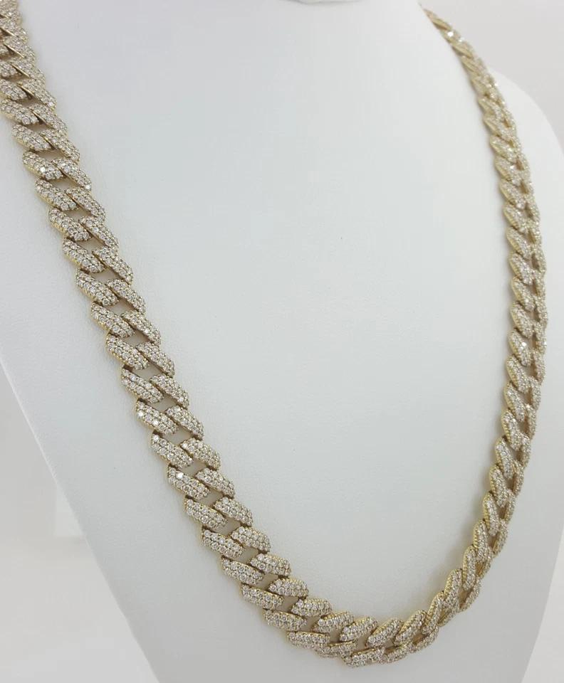 Cuban Diamond Chain Necklace 75.6 Grams 25.7 ct 14K Yellow Gold 11.5 mm 22" Long