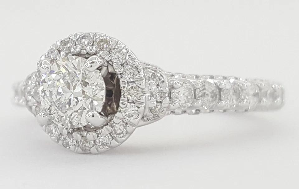 Ever Us Round Diamond Halo Engagement Ring 1.25 ct 14k White Gold