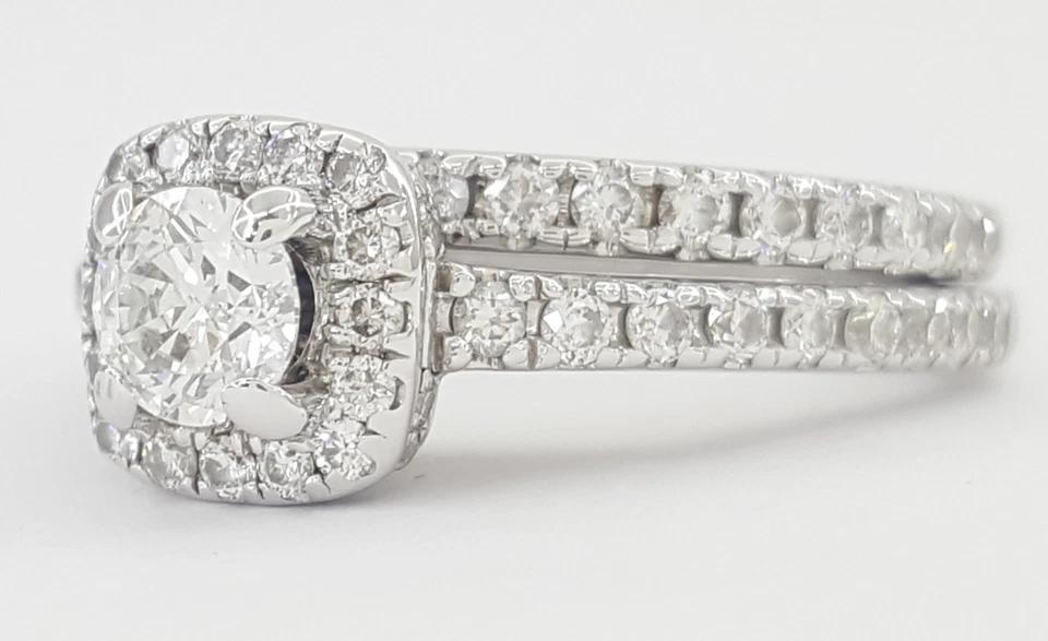 Vera Wang Love 1 ct Round Diamond Halo Engagement Ring Set 14k White Gold $3339