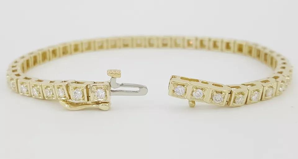 Round Brilliant Diamond Tennis Line Bracelet 1.6 ct 14K Gold 7" Retail 5K