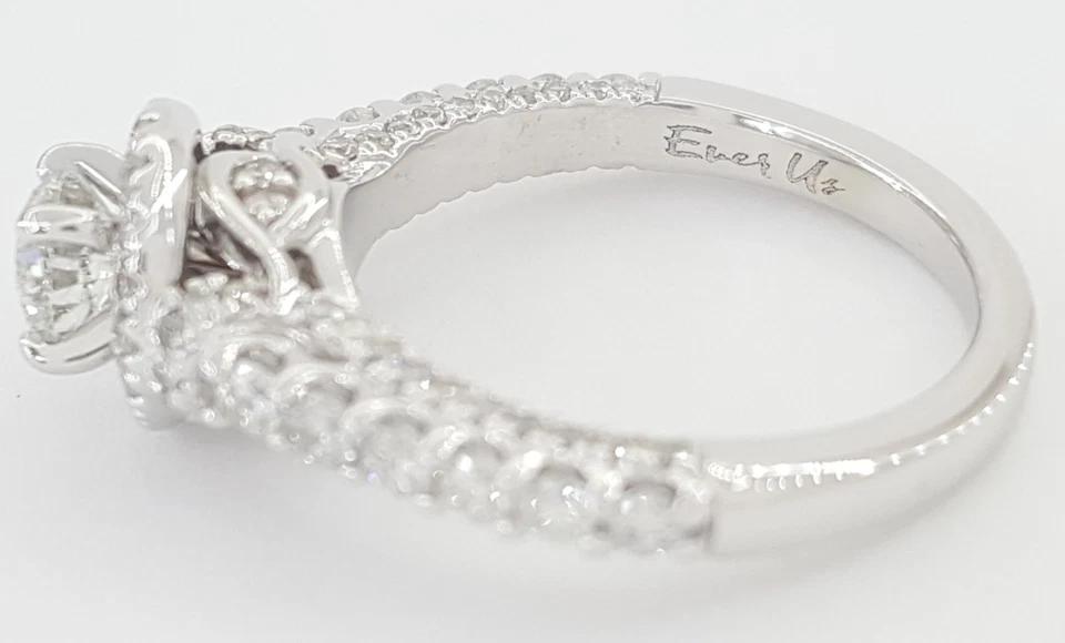 Ever Us Round Diamond Halo Engagement Ring 1.25 ct 14k White Gold