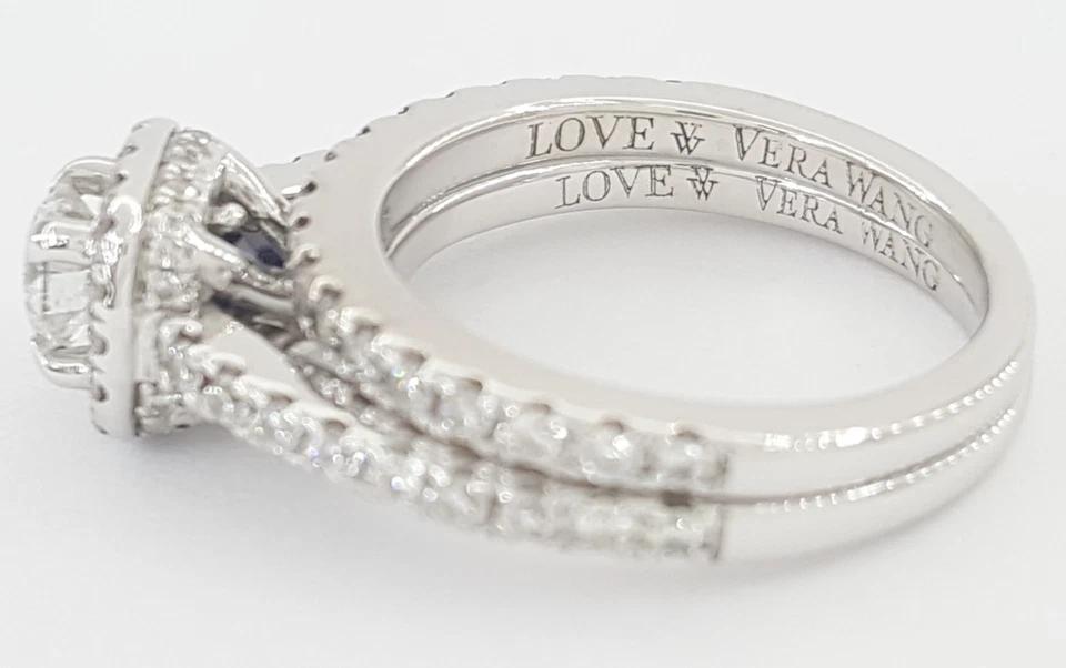 Vera Wang Love 1 ct Round Diamond Halo Engagement Ring Set 14k White Gold $3339