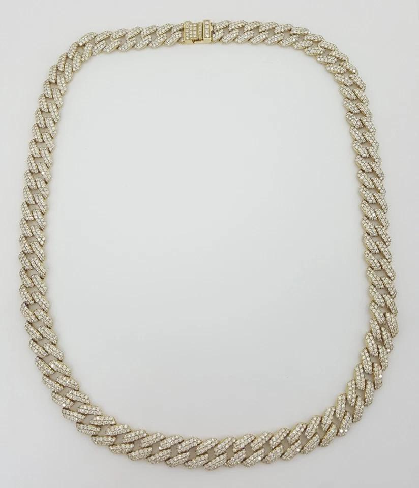 Cuban Diamond Chain Necklace 75.6 Grams 25.7 ct 14K Yellow Gold 11.5 mm 22" Long