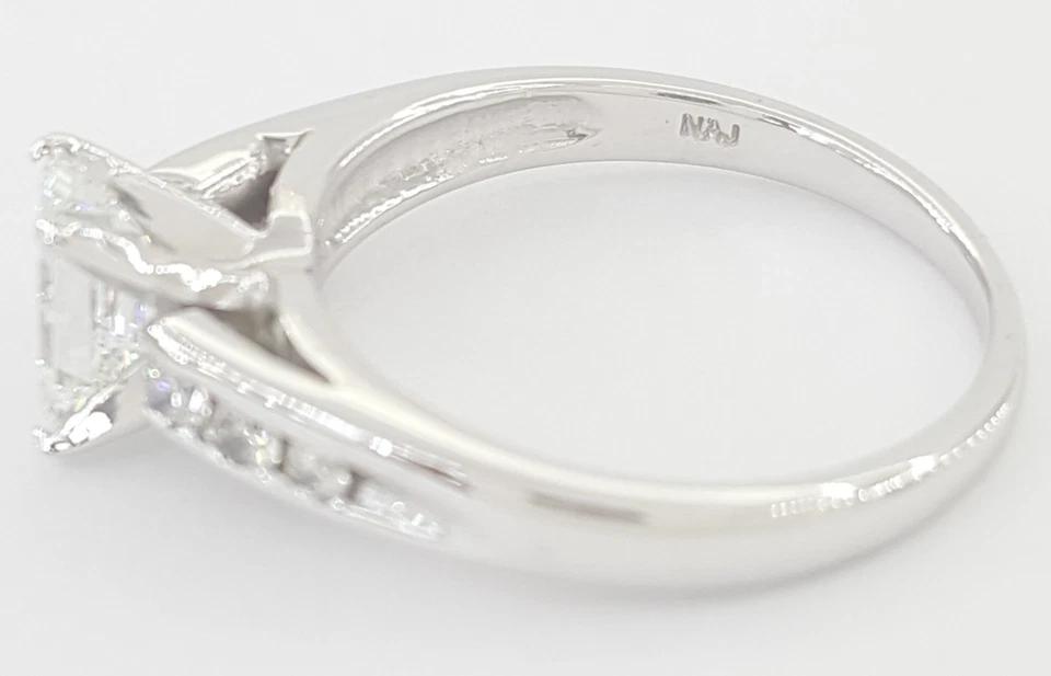 Emerald Cut Diamond 0.66 ct Engagement Ring 14K White Gold E/SI1 GIA