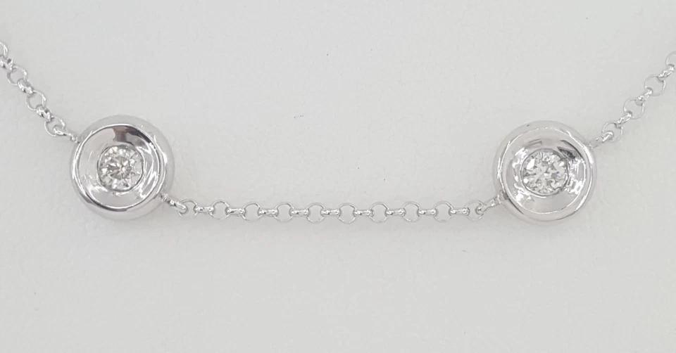 Round Brilliant Cut Diamond By The Yard Necklace 16" 1.4 ct 14K White Gold