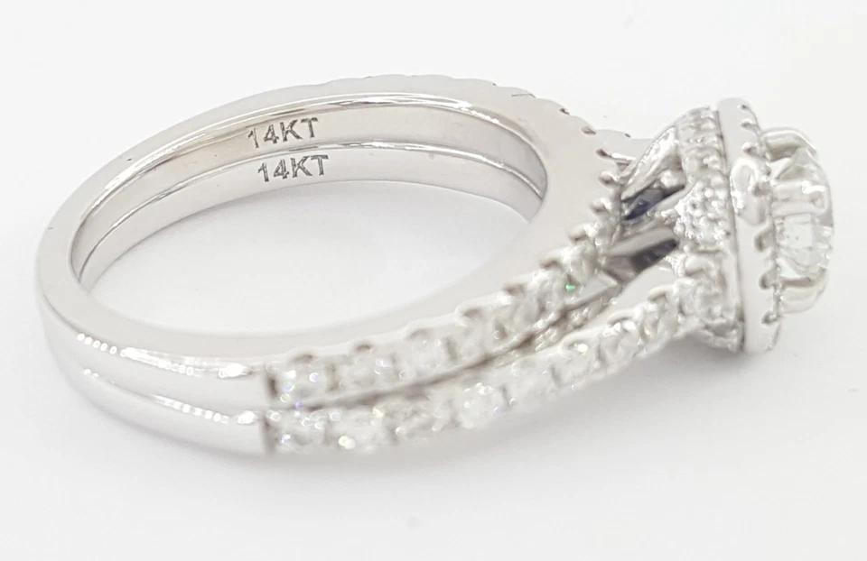 Vera Wang Love 1 ct Round Diamond Halo Engagement Ring Set 14k White Gold $3339