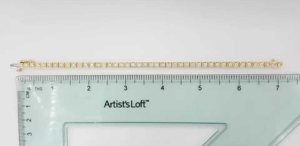 Round Brilliant Diamond Tennis Line Bracelet 1.6 ct 14K Gold 7" Retail 5K