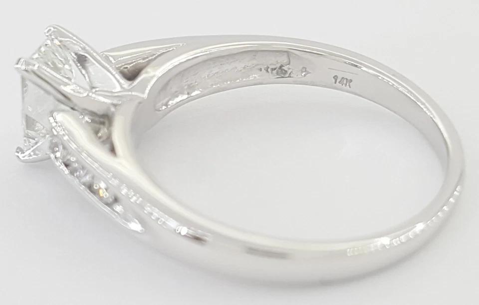 Emerald Cut Diamond 0.66 ct Engagement Ring 14K White Gold E/SI1 GIA