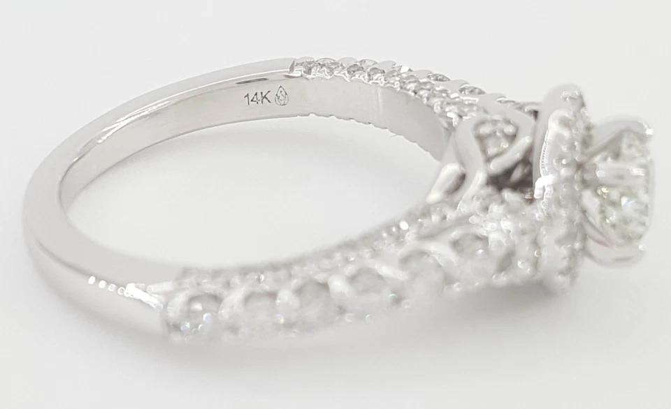 Ever Us Round Diamond Halo Engagement Ring 1.25 ct 14k White Gold