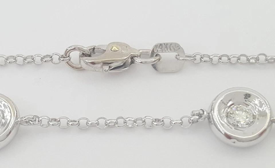 Round Brilliant Cut Diamond By The Yard Necklace 16" 1.4 ct 14K White Gold