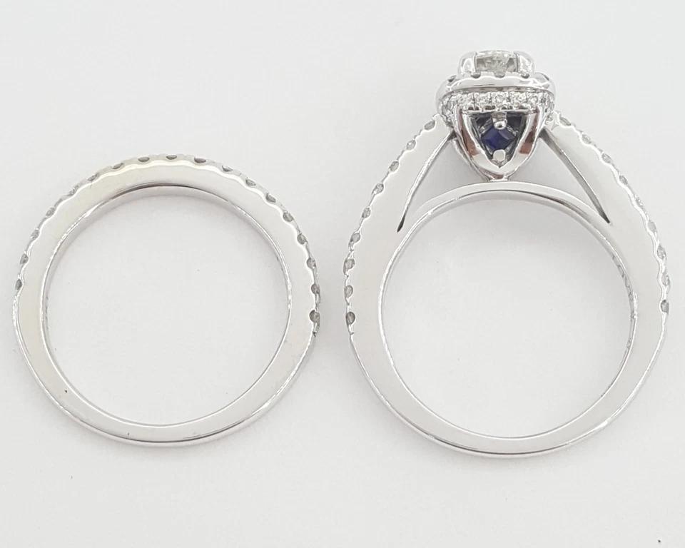 Vera Wang Love 1 ct Round Diamond Halo Engagement Ring Set 14k White Gold $3339