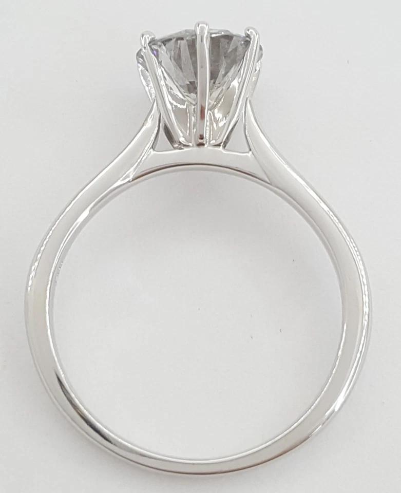 Salt & Pepper Round Diamond Solitaire Engagement Ring 1.5 ct 14K White Gold