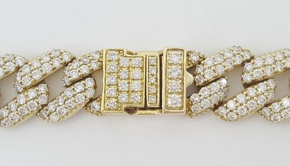 Cuban Diamond Chain Necklace 75.6 Grams 25.7 ct 14K Yellow Gold 11.5 mm 22" Long