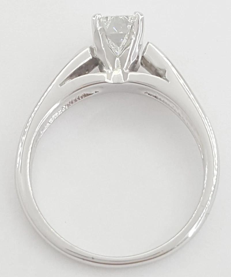 Emerald Cut Diamond 0.66 ct Engagement Ring 14K White Gold E/SI1 GIA