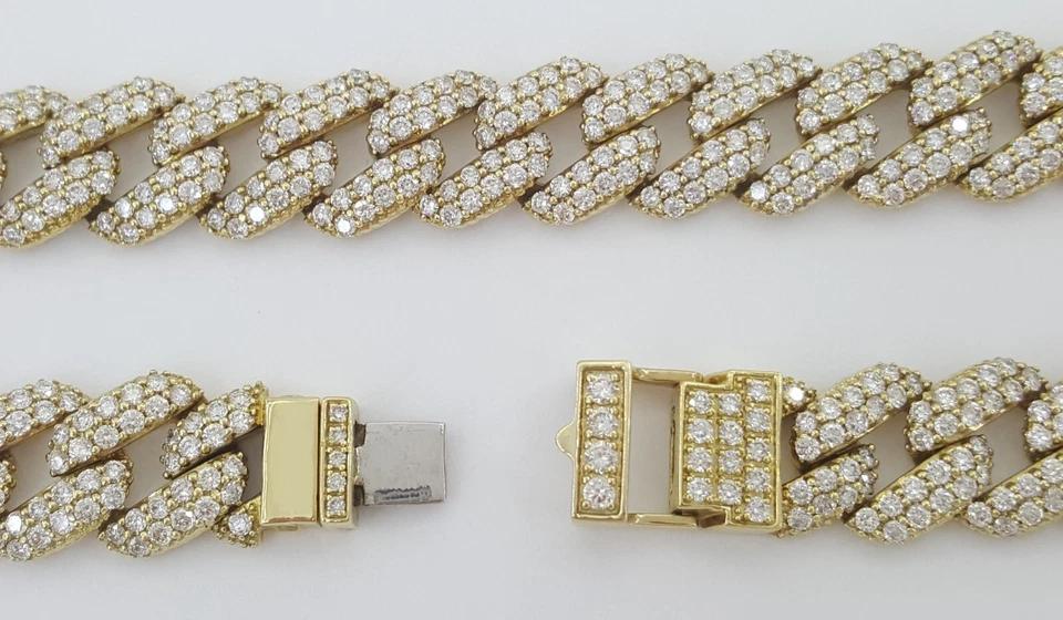 Cuban Diamond Chain Necklace 75.6 Grams 25.7 ct 14K Yellow Gold 11.5 mm 22" Long