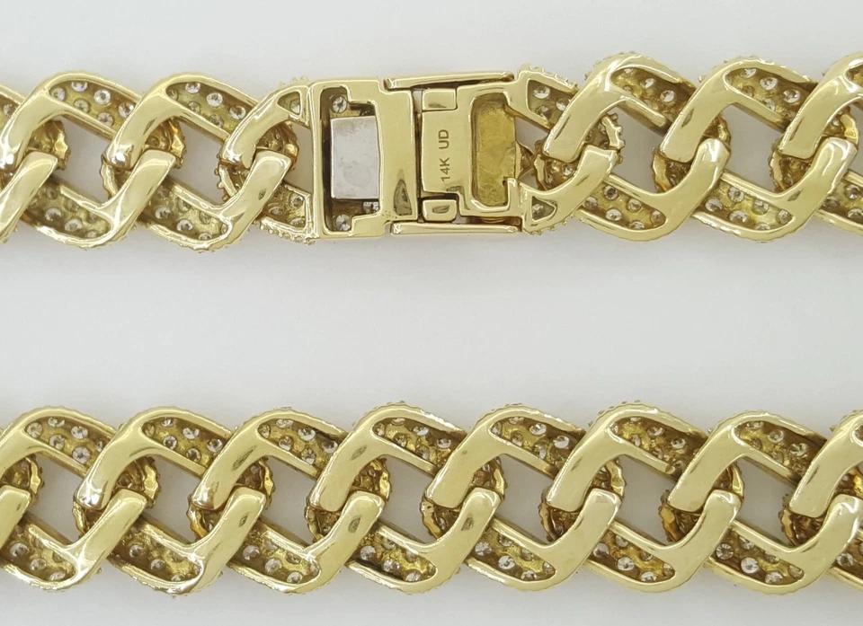 Cuban Diamond Chain Necklace 75.6 Grams 25.7 ct 14K Yellow Gold 11.5 mm 22" Long