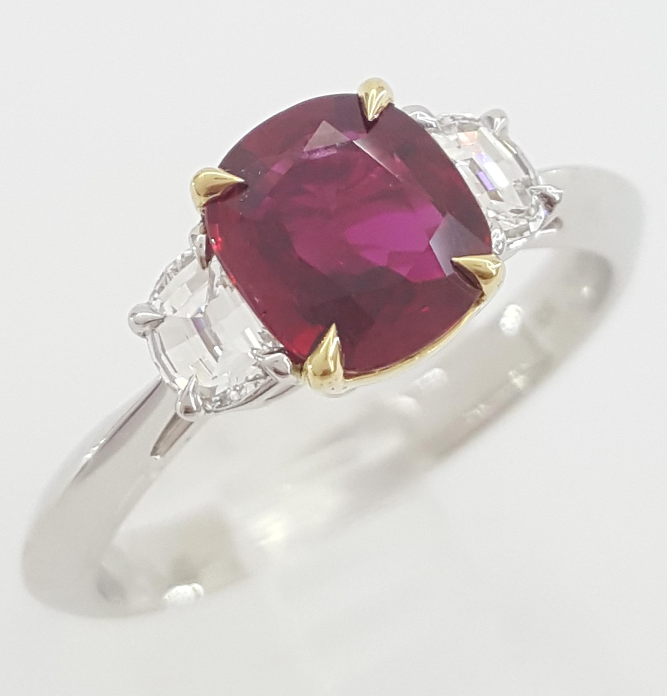 Vintage Tiffany & Co Cushion Ruby & Diamond Statement Ring 1.8 ct Platinum 18k