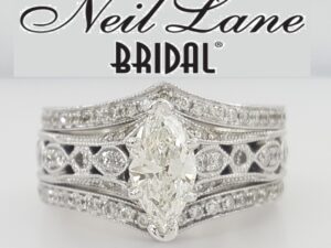 Neil Lane Marquise Diamond Engagement Ring Set 14k White Gold 1.22 ct