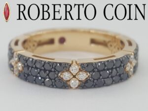 Roberto Coin Love in Verona Black & White Diamond Pave Ring 18k Rose Gold $4,671