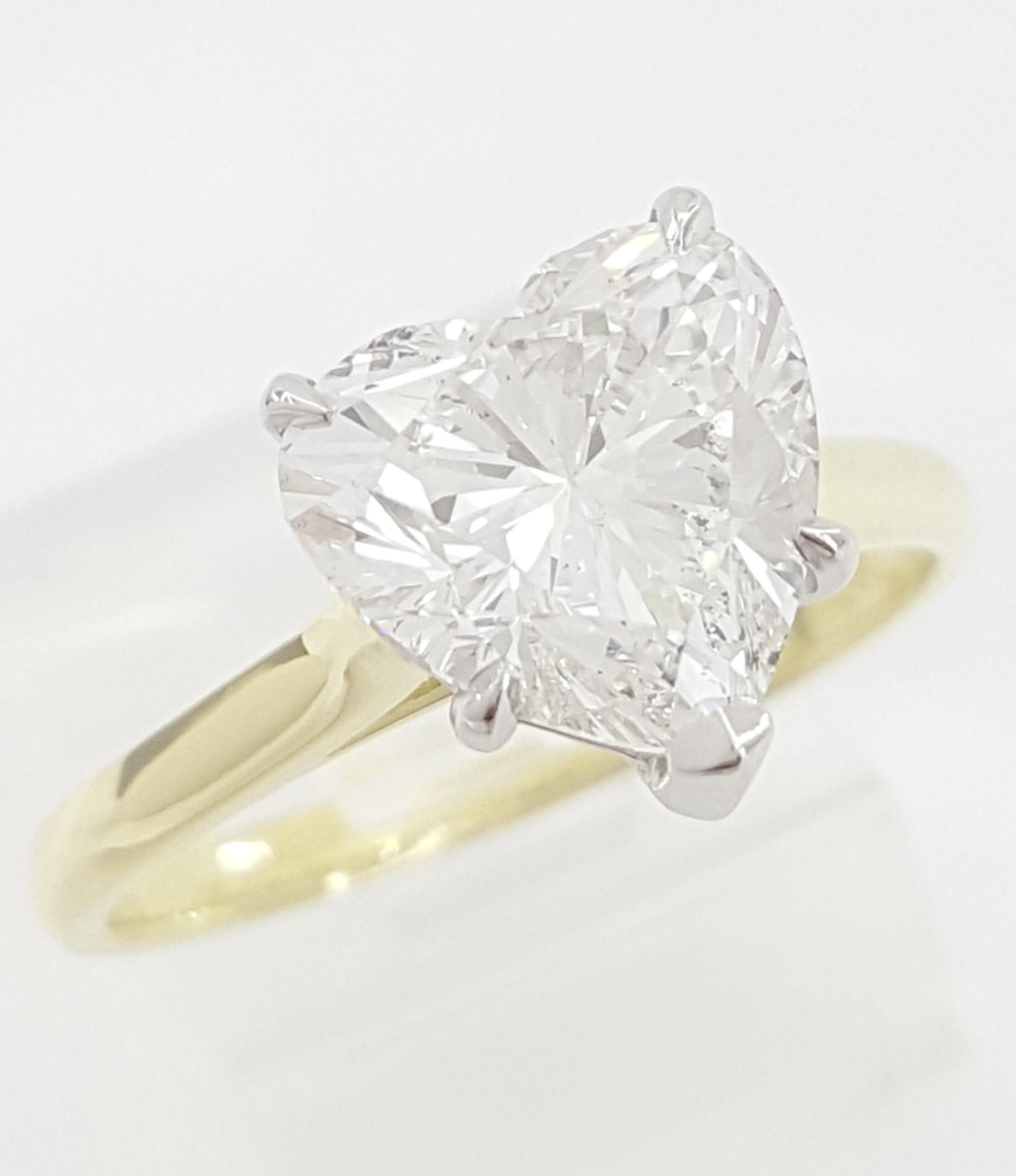 Heart Diamond Solitaire Engagement Ring 3.12 ct 18k Gold & Platinum Retail $75K
