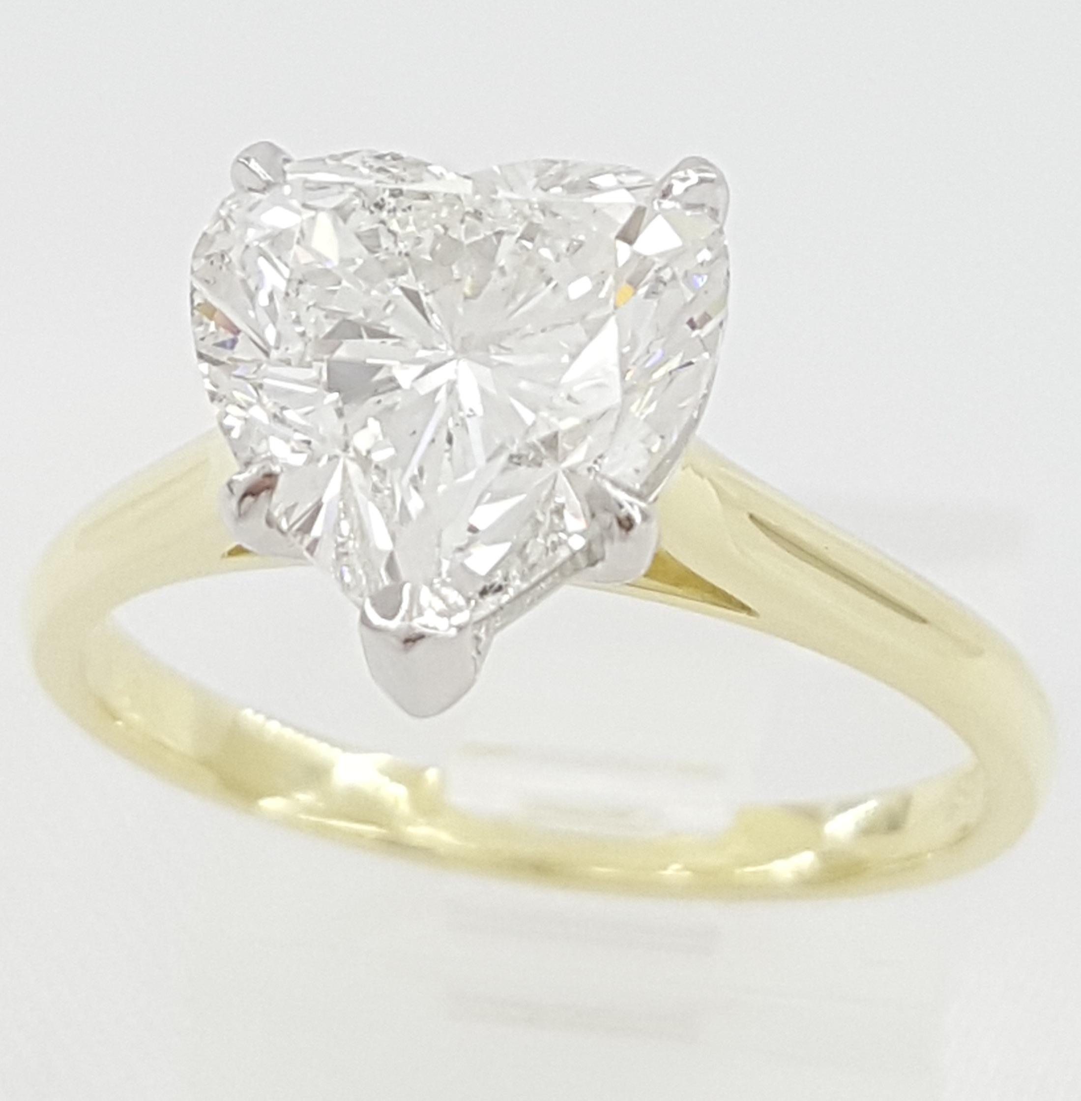 Heart Diamond Solitaire Engagement Ring 3.12 ct 18k Gold & Platinum Retail $75K
