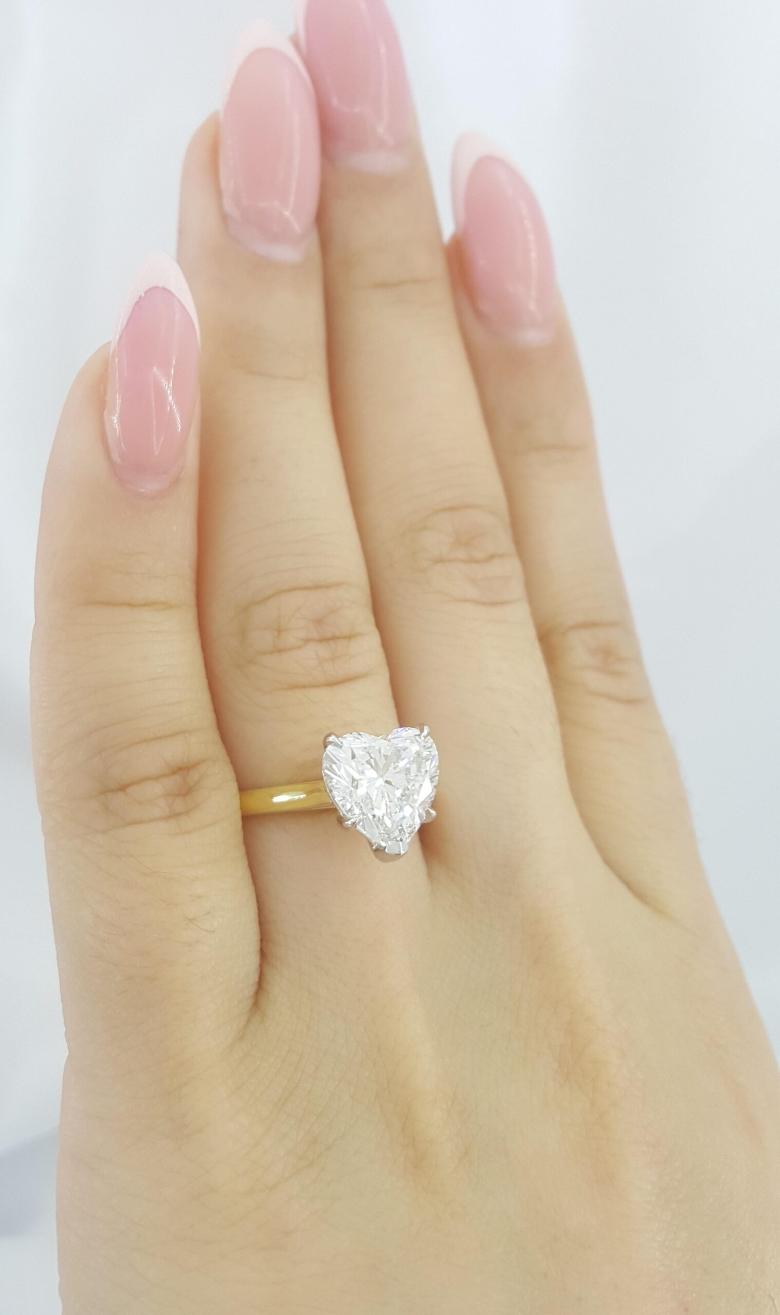 Heart Diamond Solitaire Engagement Ring 3.12 ct 18k Gold & Platinum Retail $75K