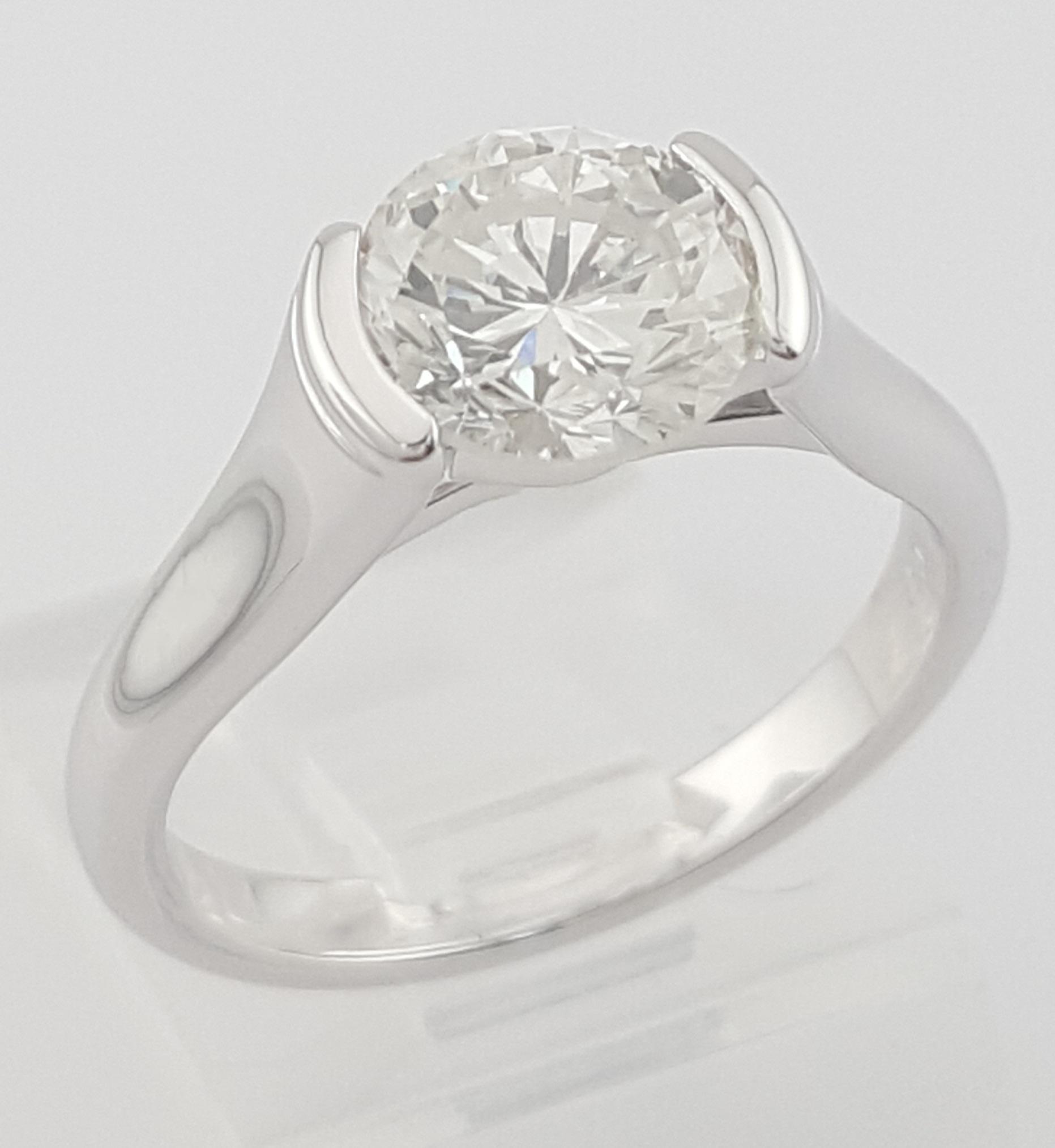 Round Diamond Solitaire Engagement Ring 1.57 ct 18k White Gold Rtl $19K