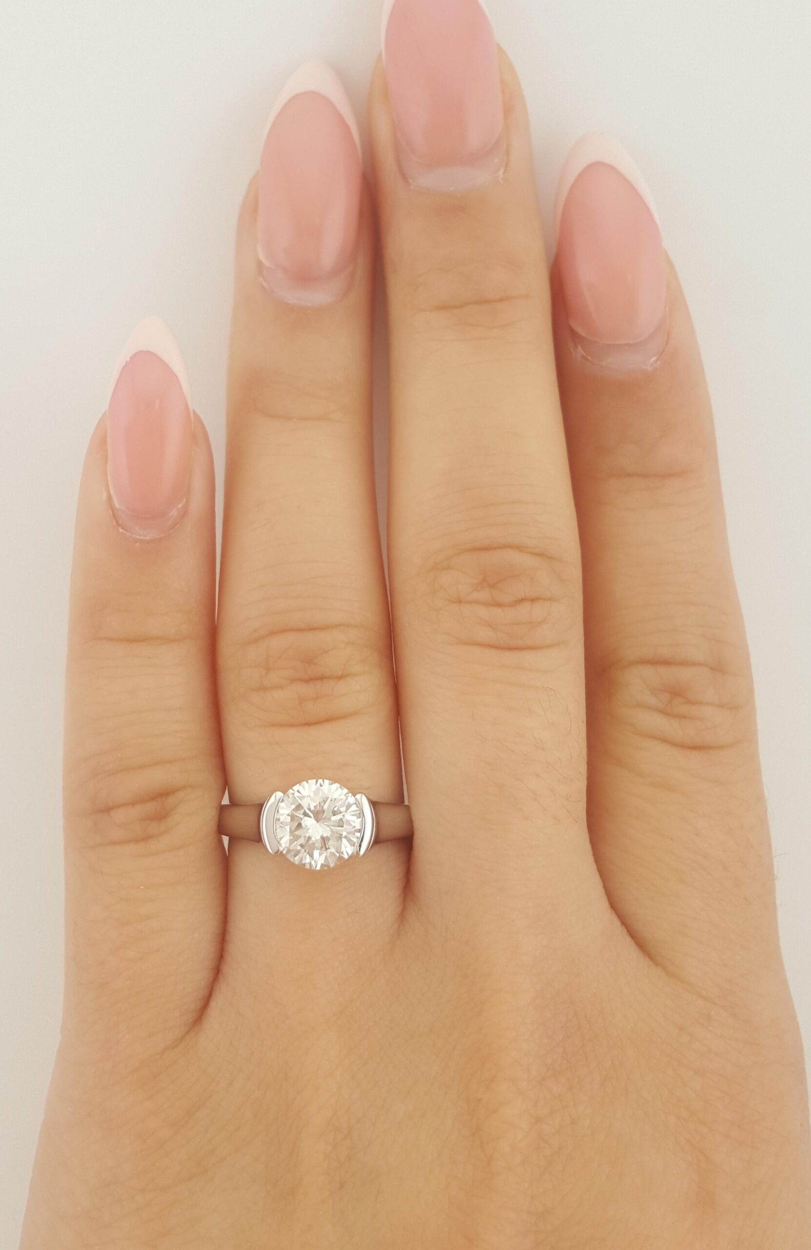 Round Diamond Solitaire Engagement Ring 1.57 ct 18k White Gold Rtl $19K