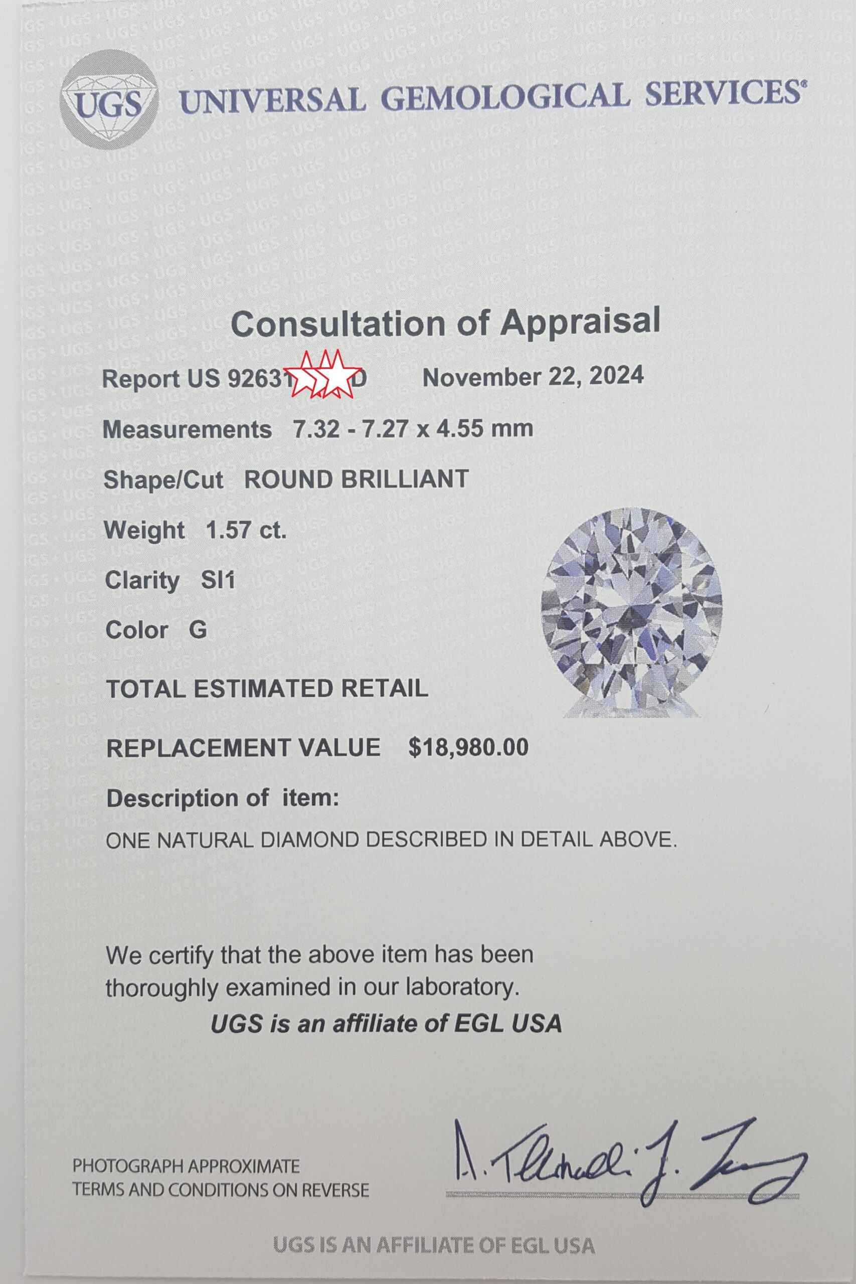 Round Diamond Solitaire Engagement Ring 1.57 ct 18k White Gold Rtl $19K