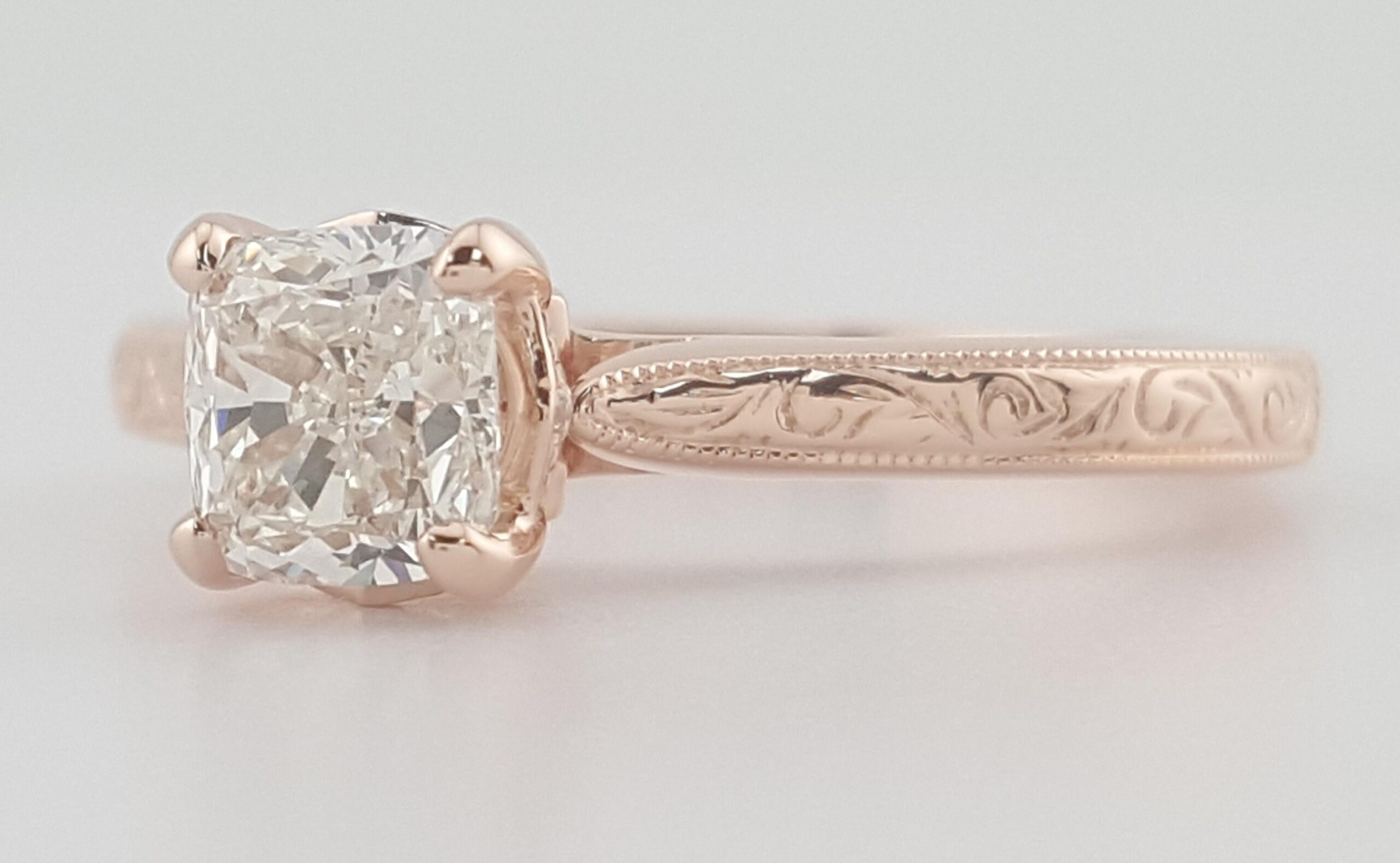 Cushion Cut Diamond Solitaire Engagement Ring 0.84 ct 14k Rose Gold Retail $5K