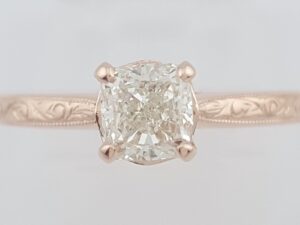 Cushion Cut Diamond Solitaire Engagement Ring 0.84 ct 14k Rose Gold Retail $5K