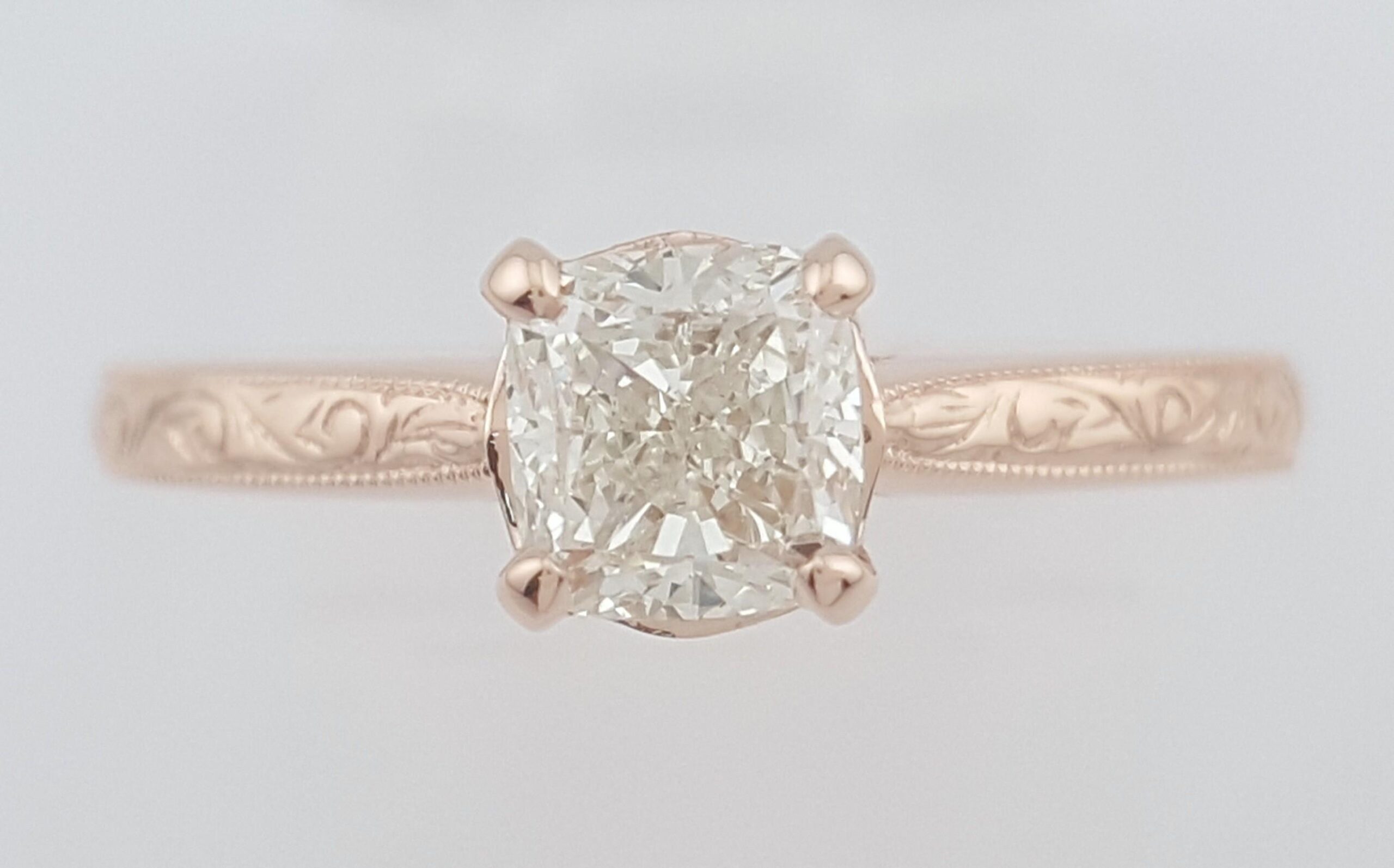 Cushion Cut Diamond Solitaire Engagement Ring 0.84 ct 14k Rose Gold Retail $5K