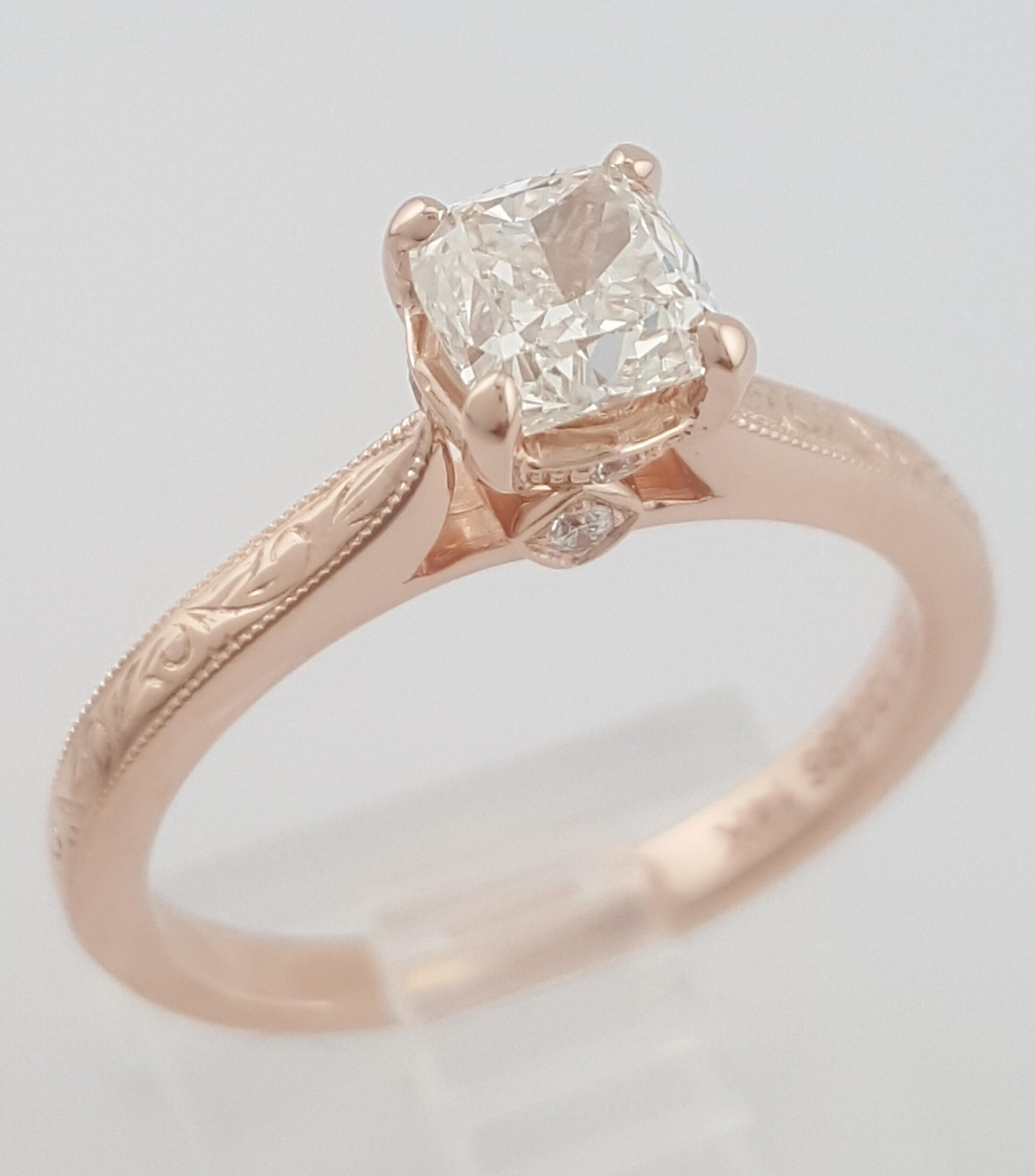 Cushion Cut Diamond Solitaire Engagement Ring 0.84 ct 14k Rose Gold Retail $5K