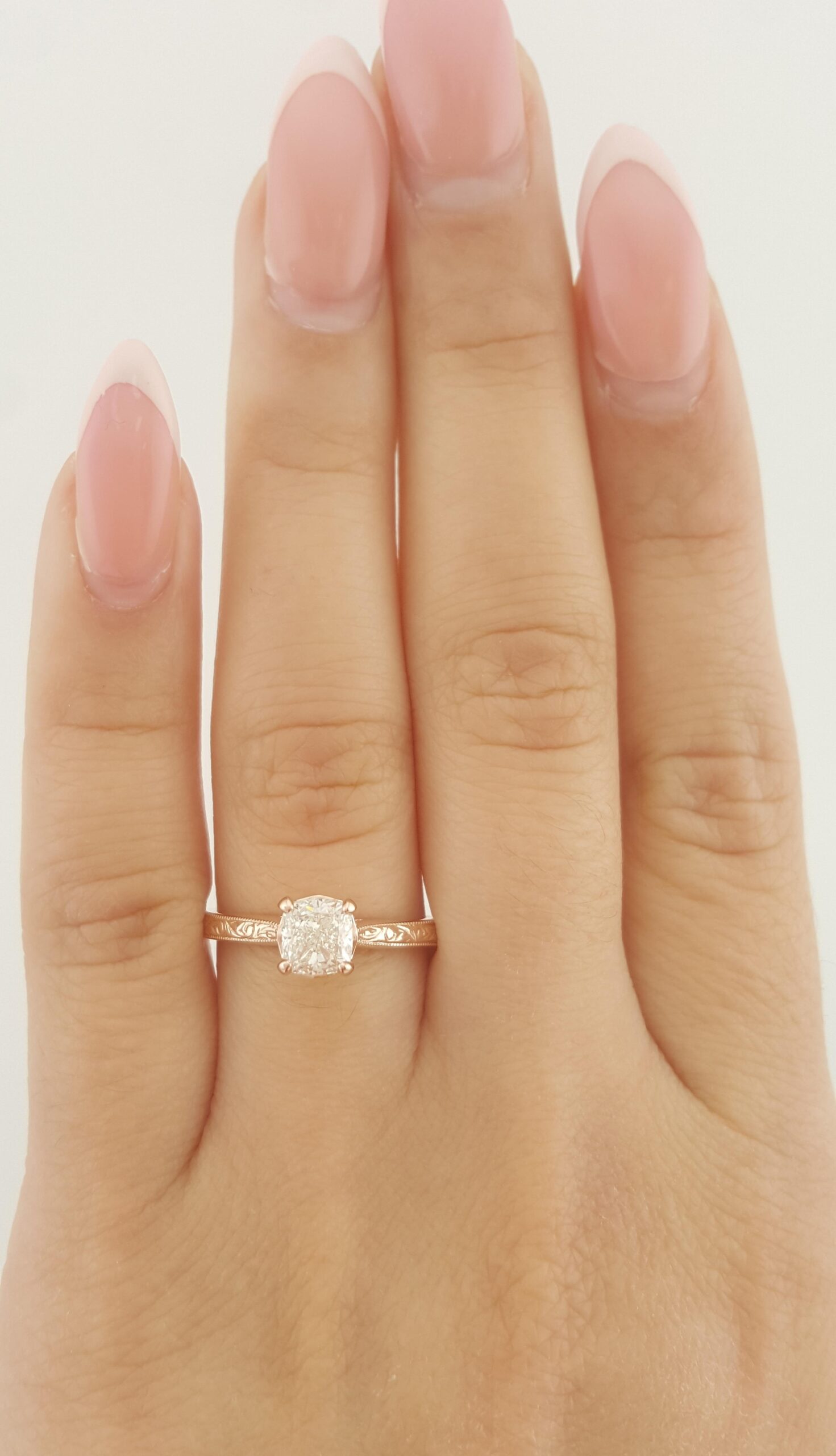 Cushion Cut Diamond Solitaire Engagement Ring 0.84 ct 14k Rose Gold Retail $5K