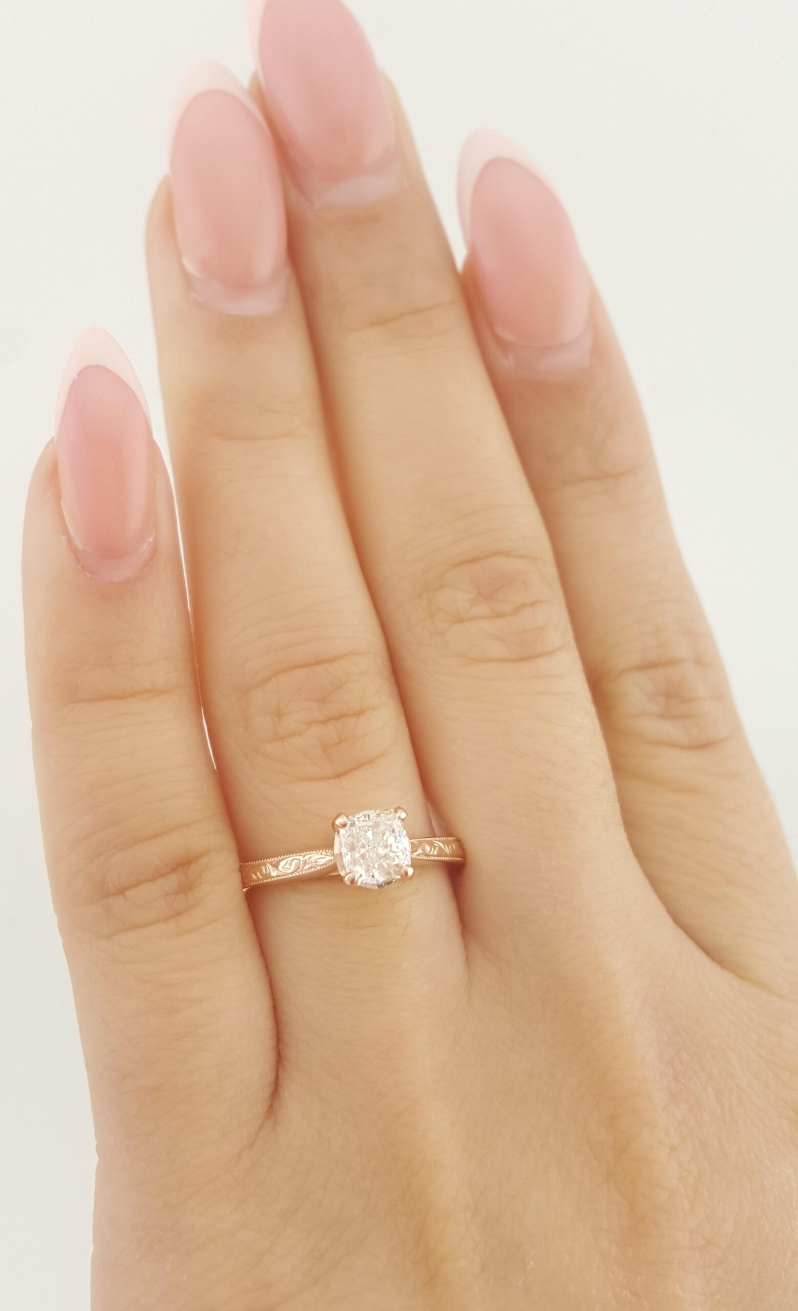 Cushion Cut Diamond Solitaire Engagement Ring 0.84 ct 14k Rose Gold Retail $5K