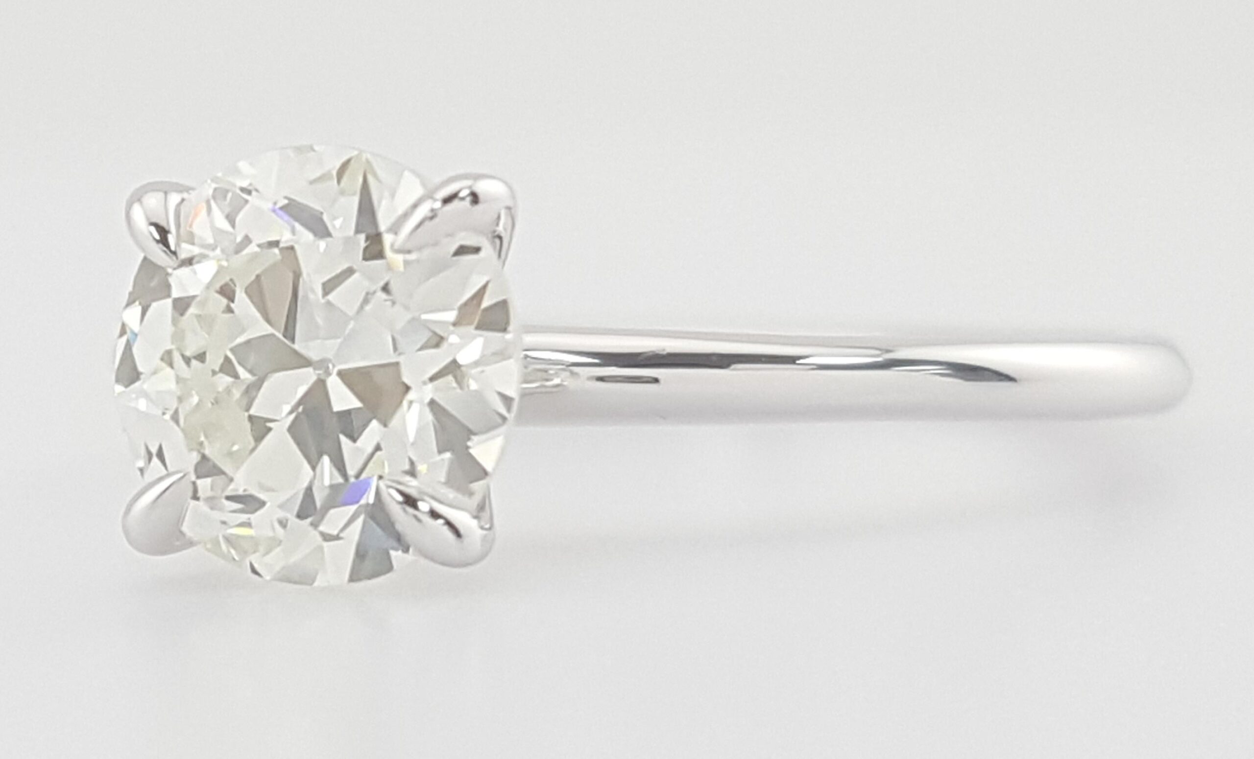 Antique Old European Cut Diamond Solitaire Engagement Ring 1.24 ct 14k W Gold