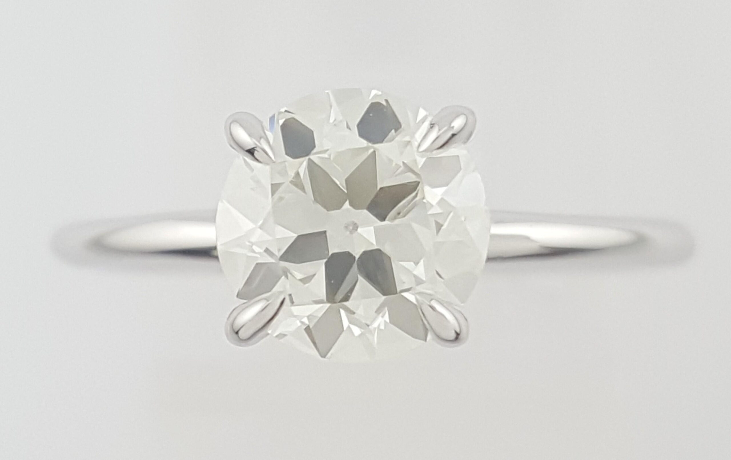 Antique Old European Cut Diamond Solitaire Engagement Ring 1.24 ct 14k W Gold