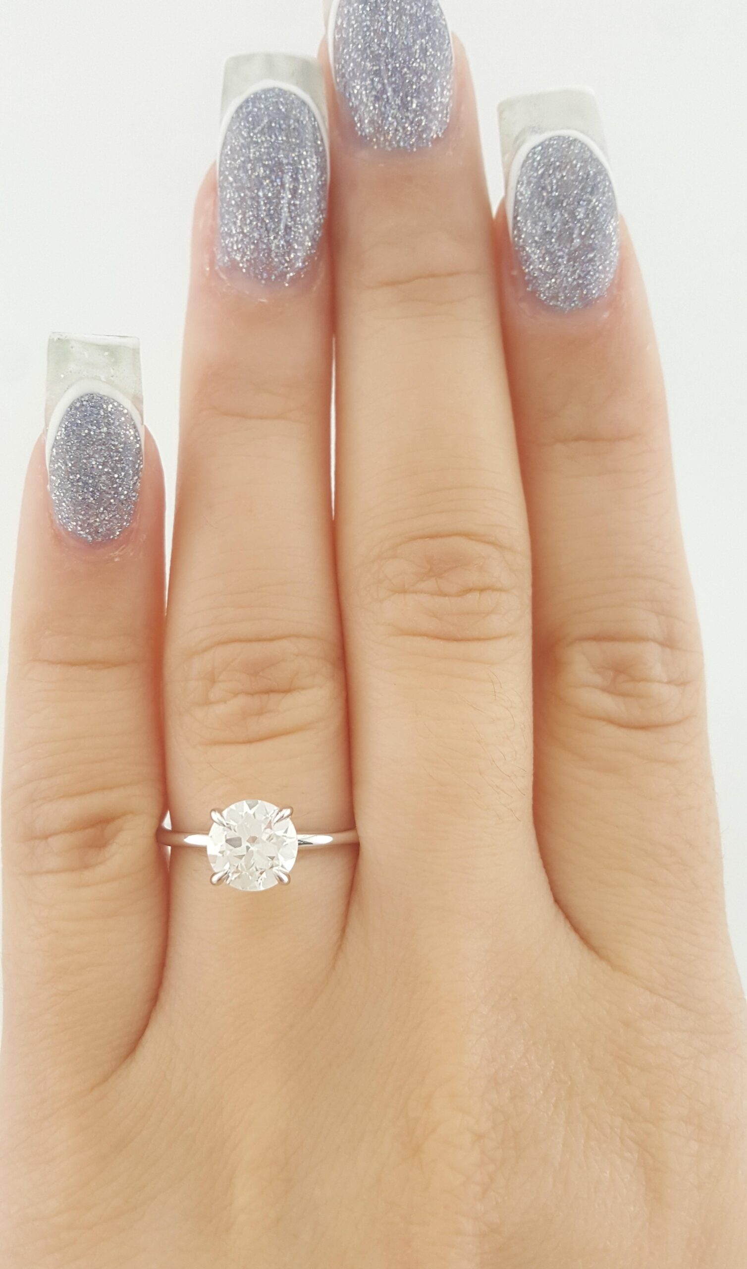 Antique Old European Cut Diamond Solitaire Engagement Ring 1.24 ct 14k W Gold