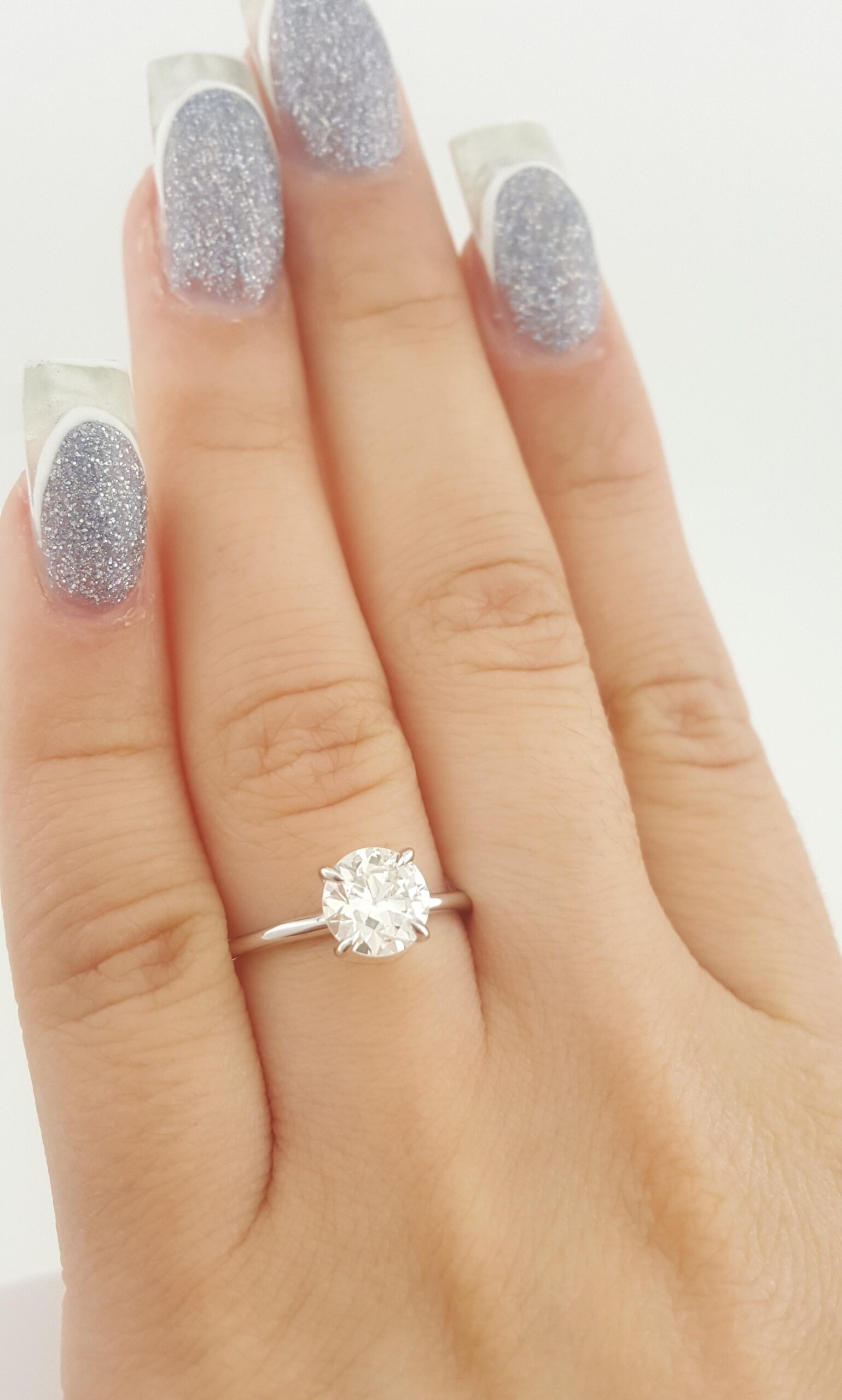 Antique Old European Cut Diamond Solitaire Engagement Ring 1.24 ct 14k W Gold