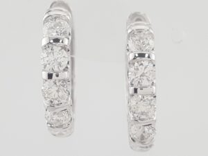 Round Diamond Hoop Earrings 2 ct 14k White Gold 19.5 mm 7.5 Grams