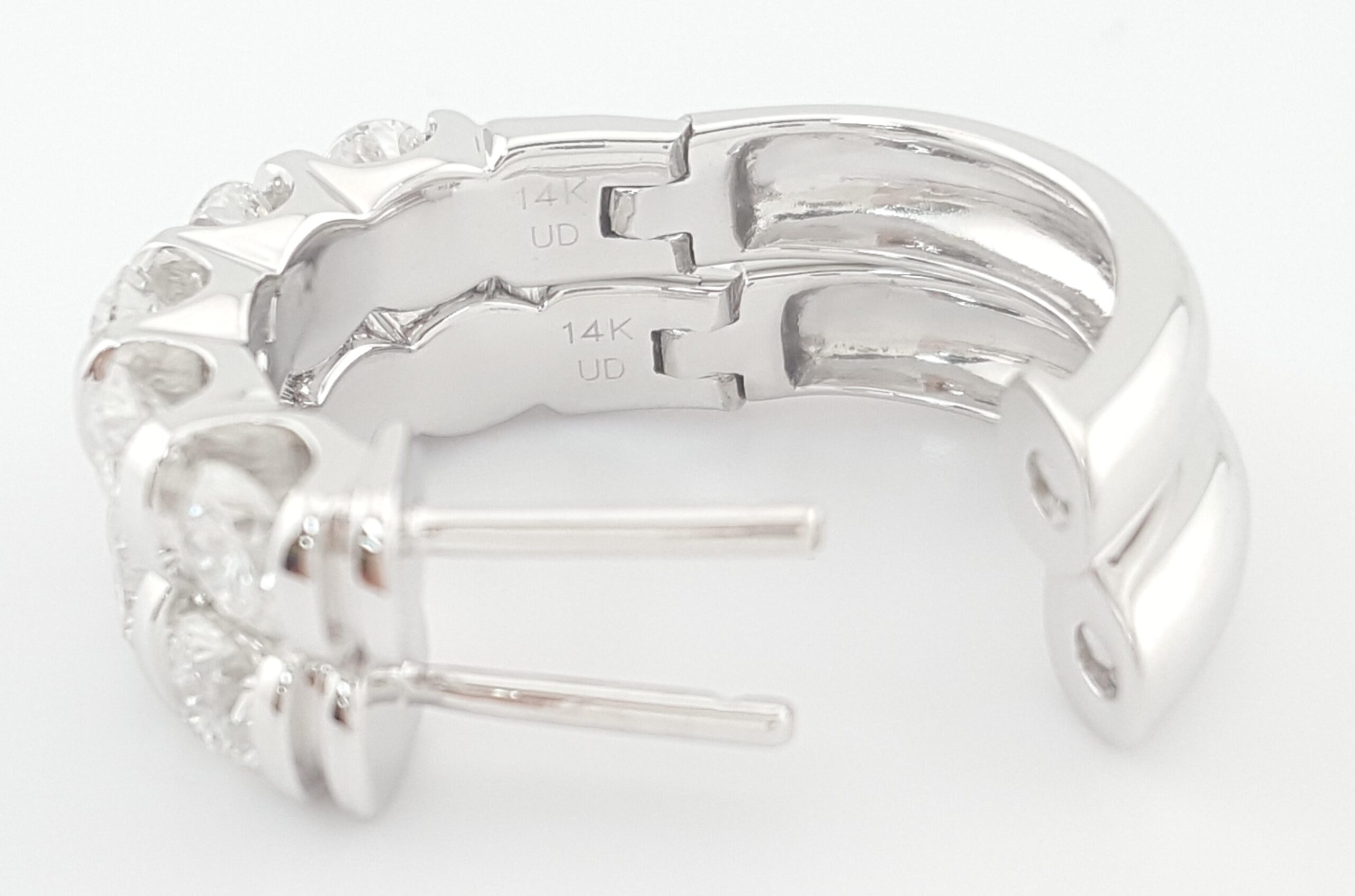 Round Diamond Hoop Earrings 2 ct 14k White Gold 19.5 mm 7.5 Grams