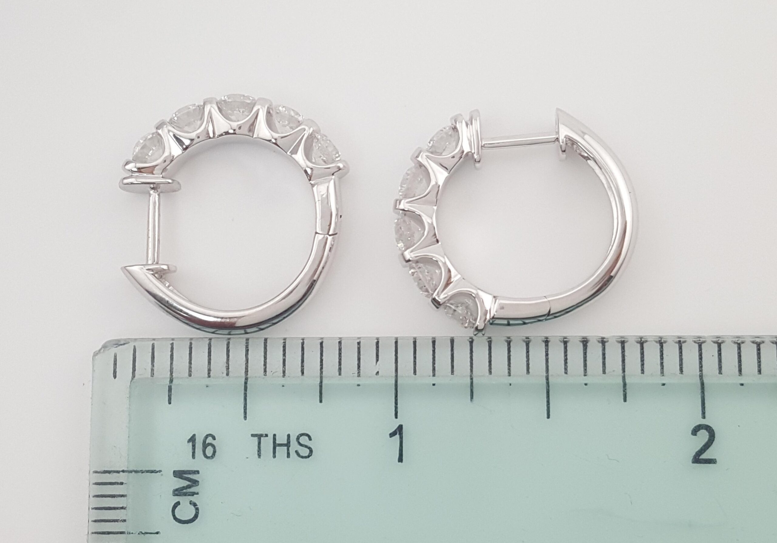 Round Diamond Hoop Earrings 2 ct 14k White Gold 19.5 mm 7.5 Grams